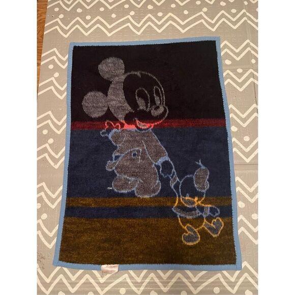 Vintage 1984 BIEDERLACK Disney Baby Mickey Mouse & Ducky Fleece Crib Blanket 27x - Picture 4 of 5